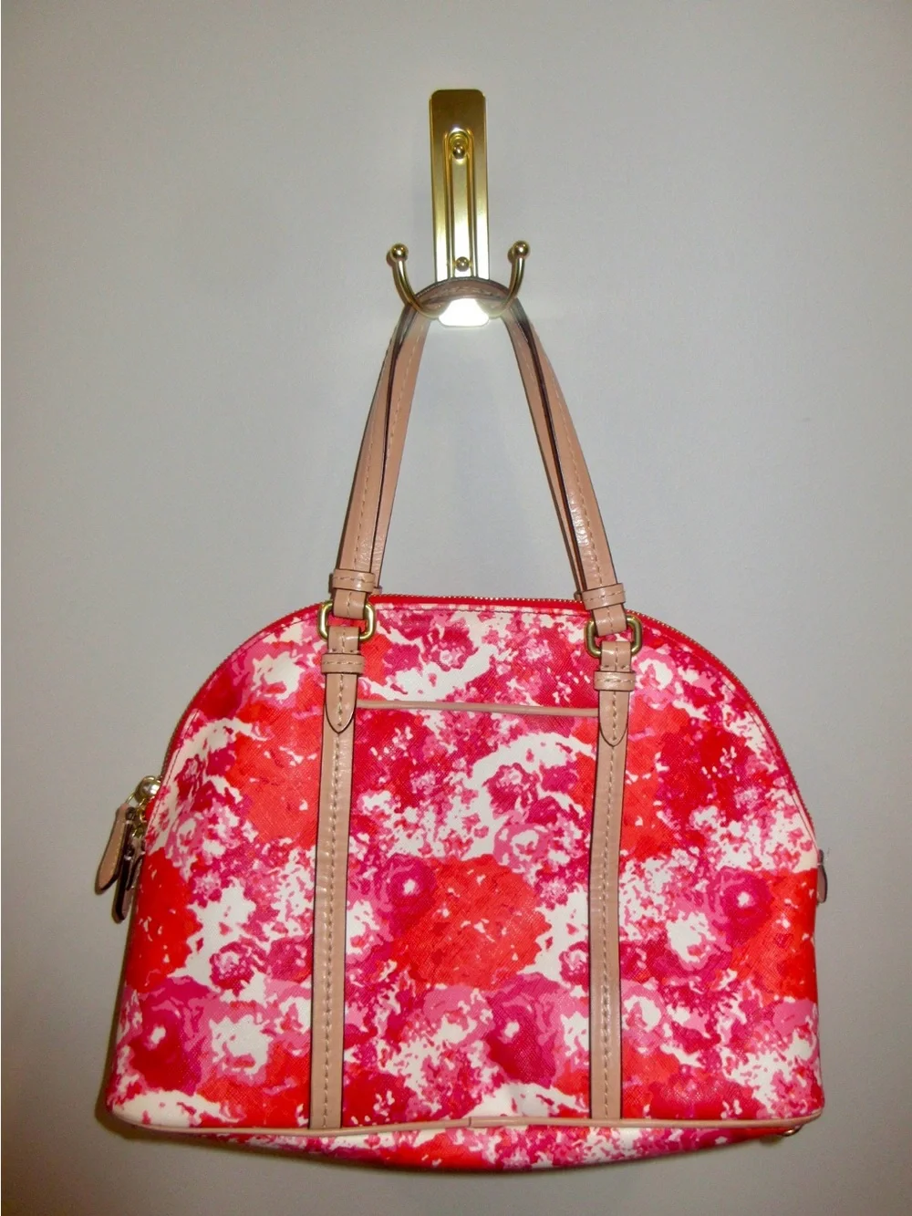 Coach Pink and Red Floral Dome Satchel